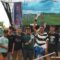 JUARA: Komisaris PT Bogorindo Cemerlang, Berlin Sumadi (ketiga dari kanan) mengangkat piala sebagai juara pada Kejurnas Sprint Rally 2025 Putaran ke-4 di di Sirkuit Hidzie, Desa Cimanggu, Kecamatan Cikembar, Sukabumi, Minggu (9/11/2025). Ft: Ist