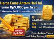 Harga Emas Antam Hari Ini Turun