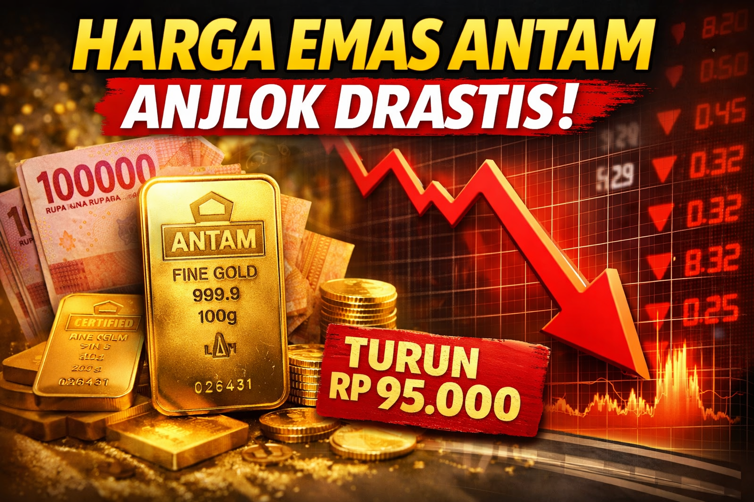Harga emas Antam hari ini turun tajam Rp95.000 menjadi Rp2.501.000 per gram. Cek rincian harga emas 24 karat dan aturan pajak buyback terbaru di sini.