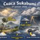 Ilustrasi cuaca Sukabumi, Selasa (27/1/2026). BMKG memprakirakan pagi berawan disertai angin kencang, siang hingga sore berpotensi hujan lebat, dan malam cerah berawan. Warga diimbau waspada terhadap cuaca ekstrem. Foto: GRAFIS INILAHSUKABUMI.COM