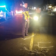 OLAH TKP: Anggota Satlantas Polres Sukabumi saat olah tempat kejadian perkara (TKP) yang menewaskan anak di Bawah umur, di Jalan raya Cikukulu, Kecamatan Cicantayan, Kabupaten Sukabumi pada Jumat (23/1/2026). Sumber Foto: Dok. Satlantas Polres Sukabumi