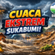ILUSTRASI: Cuaca ekstrem berpotensi terjadi sejak pagi hingga malam hari. Masyarakat diimbau waspada terhadap banjir dan longsor di wilayah rawan. GRAFIS: INILAHSUKABUMI.COM