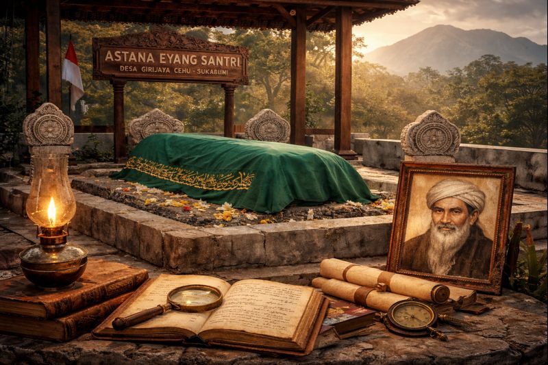 Ilustrasi Astana Eyang Santri di Desa Girijaya, Kecamatan Cidahu, Kabupaten Sukabumi, yang dikenal sebagai destinasi wisata religi. Foto: Istimewa