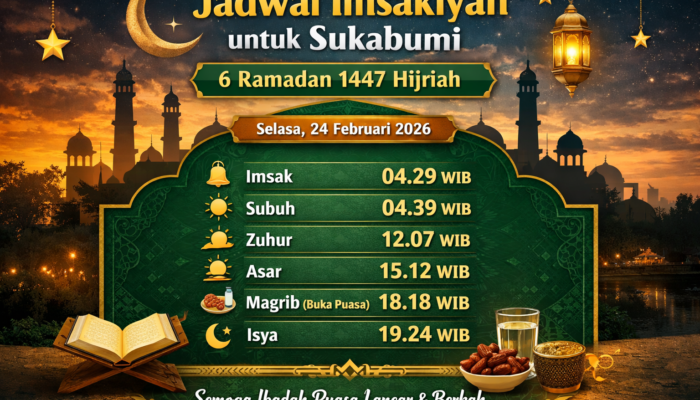 Jadwal Imsakiyah Hari Ini untuk Sukabumi, 6 Ramadan 1447 Hijriah