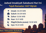 Jadwal Imsakiyah Sukabumi Hari Ini, Tujuh Ramadan 1447 Hijriah