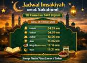 Jadwal Imsakiyah Hari Ini untuk Sukabumi, 10 Ramadan 1447 Hijriah
