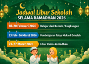 Infografis jadwal libur sekolah selama Ramadhan 2026, mencakup belajar dari rumah, pembelajaran tatap muka, dan libur pasca-Ramadhan sesuai kebijakan pemerintah. GRAFIS: INILAHSUKABUMI.COM