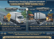 Catatan Redaksi! Sehari Dua Lakalantas Libatkan Mobil Sumbu Tiga di Cibadak Sukabumi