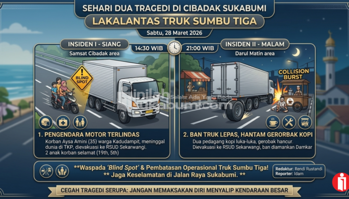 Catatan Redaksi! Sehari Dua Lakalantas Libatkan Mobil Sumbu Tiga di Cibadak Sukabumi