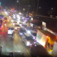 Pantauan CCTV menunjukkan kemacetan parah di exit Tol Bocimi Parungkuda menuju Cibadak pada pukul 19.08 WIB. Antrean kendaraan mengular dengan laju lalu lintas tersendat. Foto: Tangkapan Layar CCTV