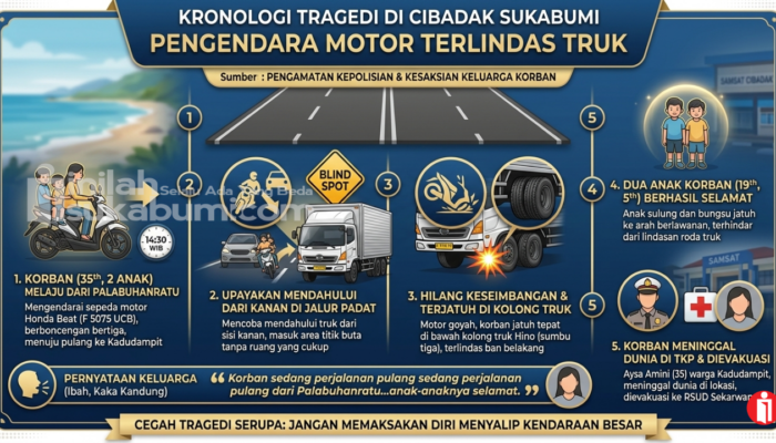 Inilah Identitas Korban Lakalantas yang Meninggal Akibat Terlindas Mobil Sumbu Tiga di Cibadak