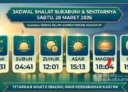 Jadwal Salat untuk Sukabumi Hari Ini, Sabtu 28 Maret 2026