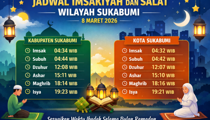 Jadwal Imsakiyah dan Salat untuk Sukabumi Hari Ini, 8 Maret 2026