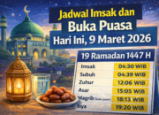 Jadwal Imsak dan Buka Puasa Hari Ini, 9 Maret 2026
