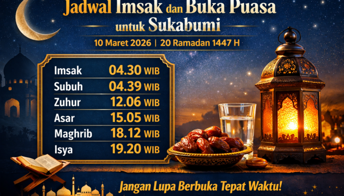 Jadwal Imsak dan Buka Puasa untuk Sukabumi, 10 Maret 2026