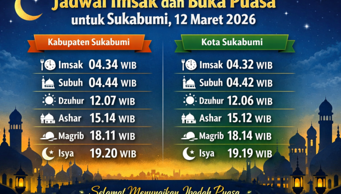 Jadwal Imsak dan Buka Puasa untuk Sukabumi Hari Ini, Kamis 12 Maret 2026