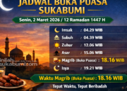Jadwal Imsakiyah untuk Sukabumi, 12 Ramadan 1447 Hijriah