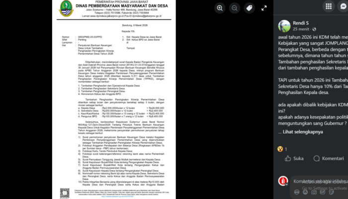 Kebijakan KDM Dinilai Jomblang, Tambahan Penghasilan Kades Rp2,4 juta Sementara Sekdes Rp240 Ribu