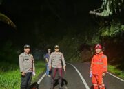 Akses Sukabumi-Sagaranten Lumpuh Total Malam Ini ! Tiang Listrik dan Bambu Tutup Jalan di Nyalindung