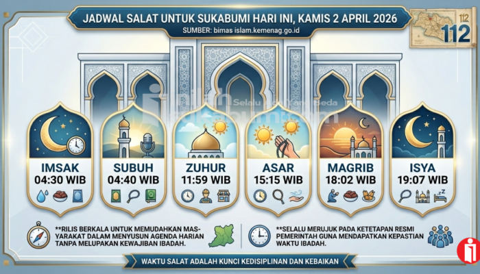 Jadwal Salat untuk Sukabumi Hari Ini, Kamis 2 April 2026