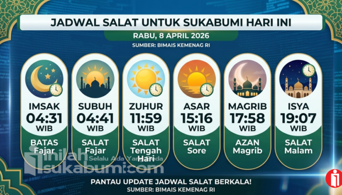 Jadwal Salat untuk Sukabumi Hari Ini, Rabu 8 April 2026