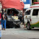 Ambulans milik Baznas Kabupaten Sukabumi adu banteng dengan kendaraan bak terbuka (pick-up) di Jalan Raya Palabuhan II,  tepatnya di kawasan Kampung Pasirgabig, Desa Bojongkembar, Kecamatan Cikembar, Kabupaten Sukabumi, sekira pukul 14.45 WIB, Selasa (7/4/2026). Foto: Istimewa