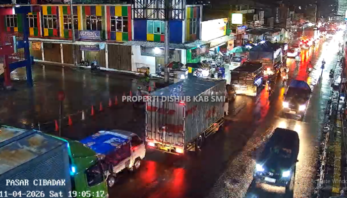 Arus Lalu Lintas di Pasar Cibadak Menuju Bogor Terpantau Padat Malam Ini