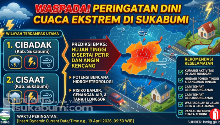 Waspada! Hari Ini, BMKG Prediksi Cibadak dan Cisaat Sukabumi Bakal Hujan Tinggi Disertai Petir dan Angin Kencang