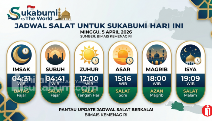 Jadwal Salat untuk Sukabumi Hari Ini, Minggu 5 April 2026