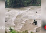 ​Detik-detik Menegangkan 2 Pelajar Berbaju Pramuka Terseret Banjir Bandang di Curug Cikaso Sukabumi, Begini Kondisinya