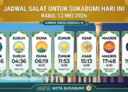 Jadwal Salat untuk Sukabumi Hari Ini, Rabu 13 Mei 2026.