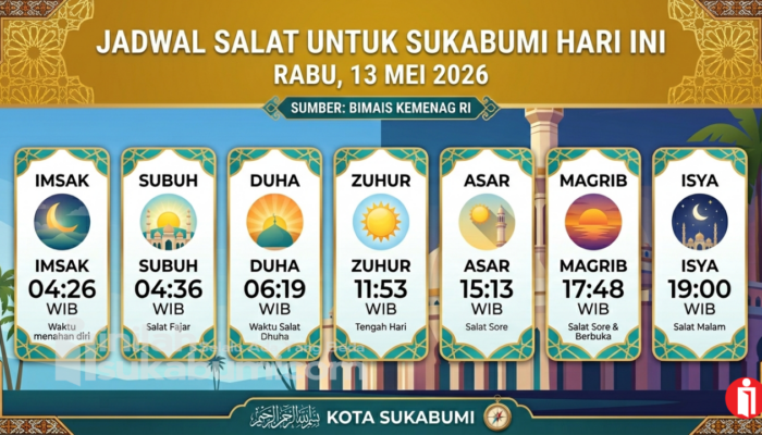 Jadwal Salat untuk Sukabumi Hari Ini, Rabu 13 Mei 2026
