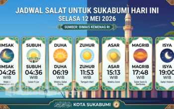Jadwal Salat untuk Sukabumi Hari Ini, Selasa 12 Mei 2026.