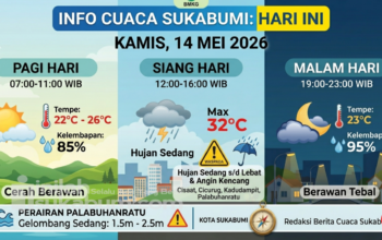 Prediksi BMKG untuk Cuaca Sukabumi Hari Ini, Kamis 14 Mei 2026