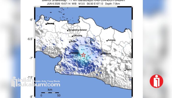Malam Minggu Warga Sukabumi Rasakan Gempa, BMKG : Magnitudo 3,5 Episenter di Darat Cianjur