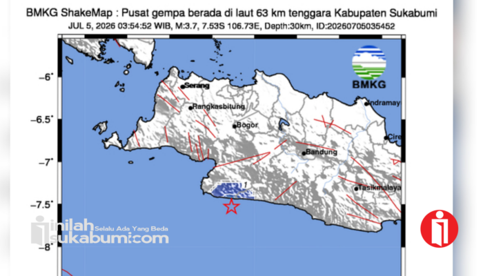 Update : Gempa M 3,7 Tegalbuleud Sukabumi, Dipicu Sesar Aktif Bawah Laut